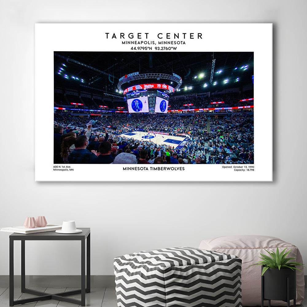Target Center, Minnesota Timberwolves Basketball Stadium Wall Art Print, Canvas Print Wall Art, Man Cave Gift