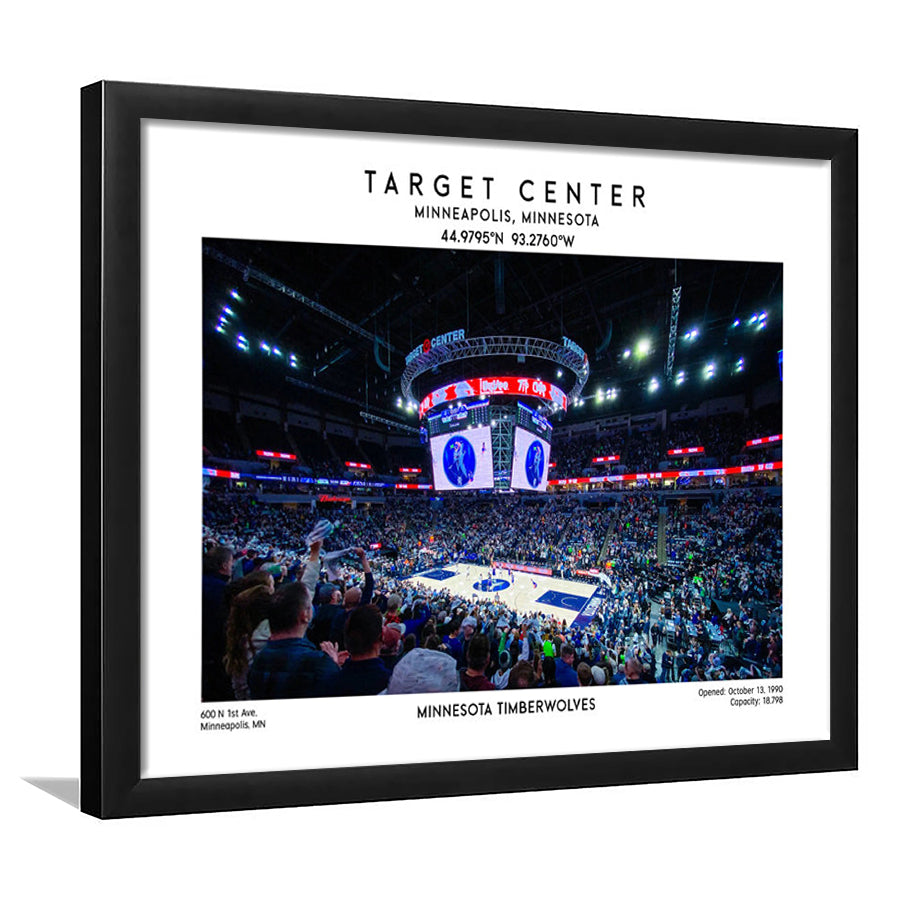 Target Center, Minnesota Timberwolves Basketball Stadium Wall Art Print, Framed Art Print Wall Decor
