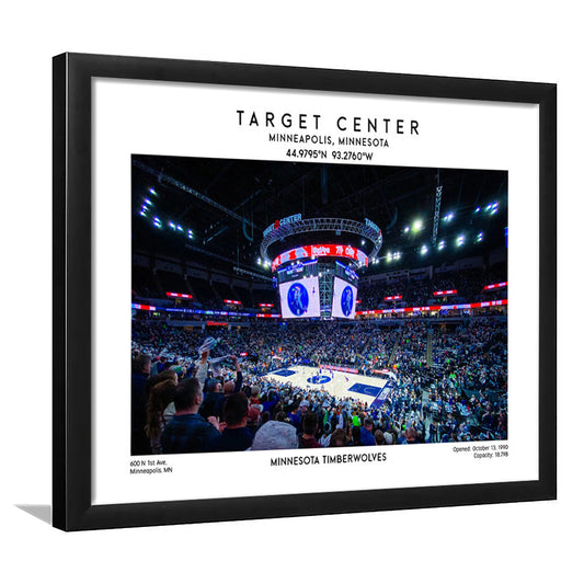 Target Center, Minnesota Timberwolves Basketball Stadium Wall Art Print, Framed Art Print Wall Decor
