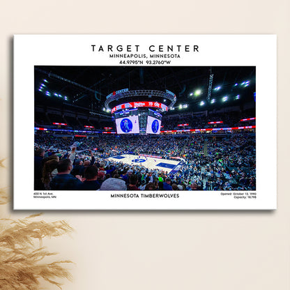 Target Center, Minnesota Timberwolves Basketball Stadium Wall Art Print, Canvas Print Wall Art, Man Cave Gift