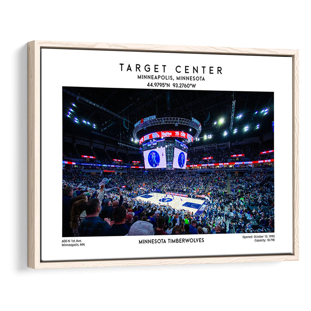 Target Center, Minnesota Timberwolves Basketball Stadium Wall Art Print, Framed Canvas Print Wall Art