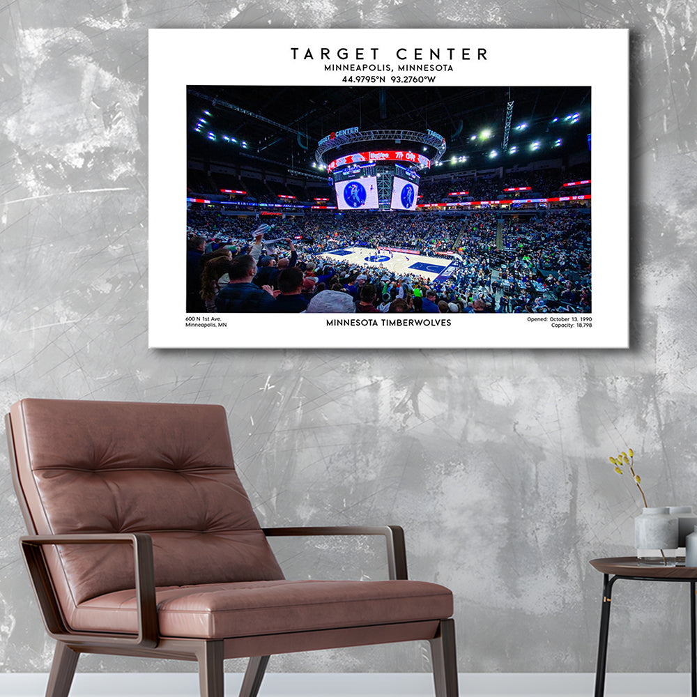 Target Center, Minnesota Timberwolves Basketball Stadium Wall Art Print, Canvas Print Wall Art, Man Cave Gift