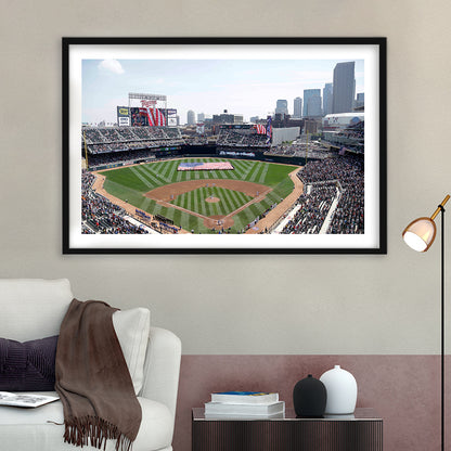 Target Field All Star, Stadium Canvas, Sport Art, Gift for him, White Border Framed Art Print Wall Decor