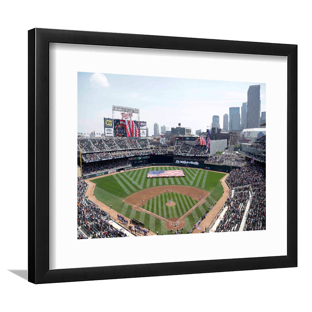 Target Field All Star, Stadium Canvas, Sport Art, Gift for him, White Border Framed Art Print Wall Decor