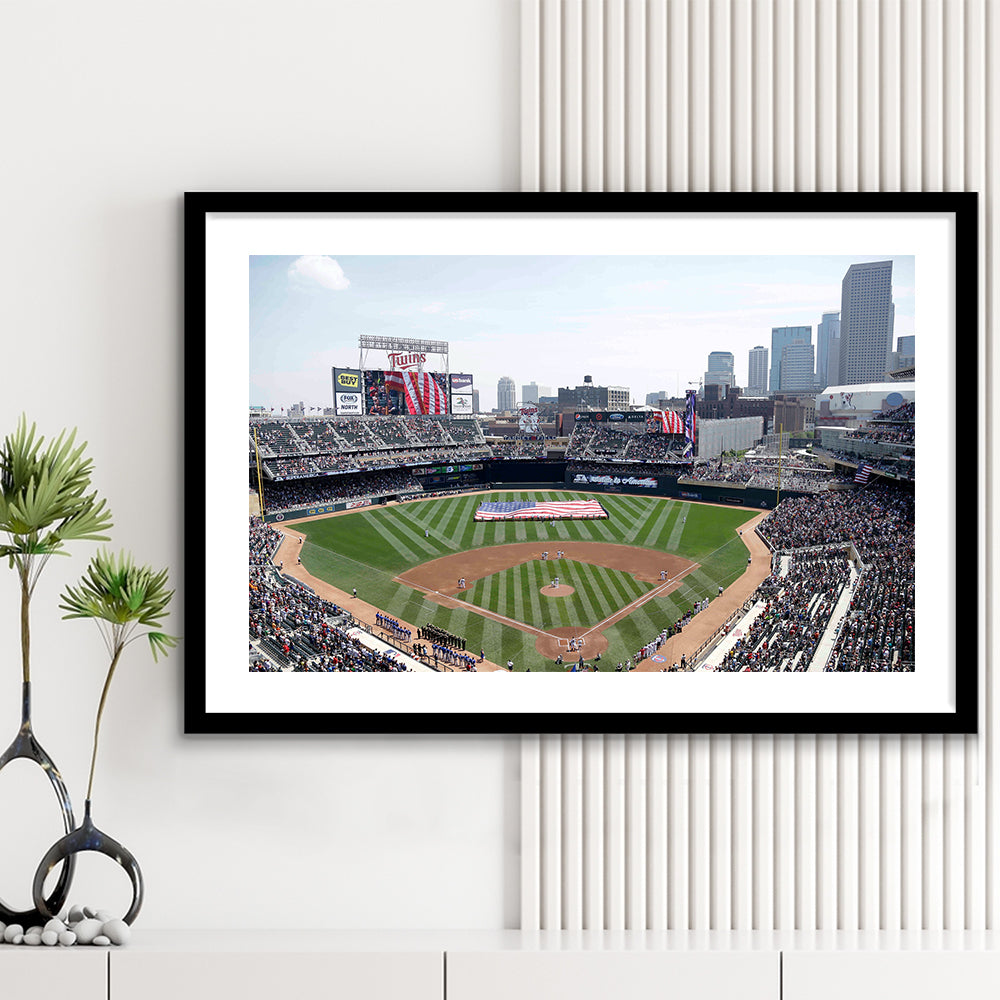 Target Field All Star, Stadium Canvas, Sport Art, Gift for him, White Border Framed Art Print Wall Decor