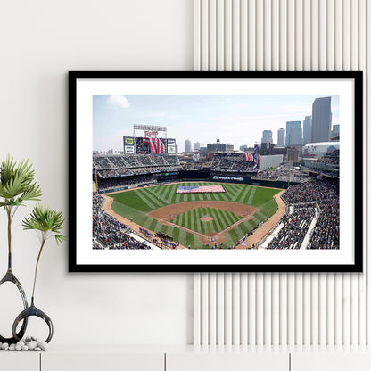 Target Field All Star, Stadium Canvas, Sport Art, Gift for him, White Border Framed Art Print Wall Decor