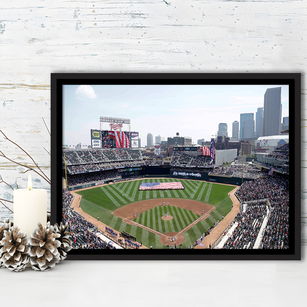 Target Field All Star, Stadium Canvas, Sport Art, Framed Canvas Print Wall Art, Floating Frame