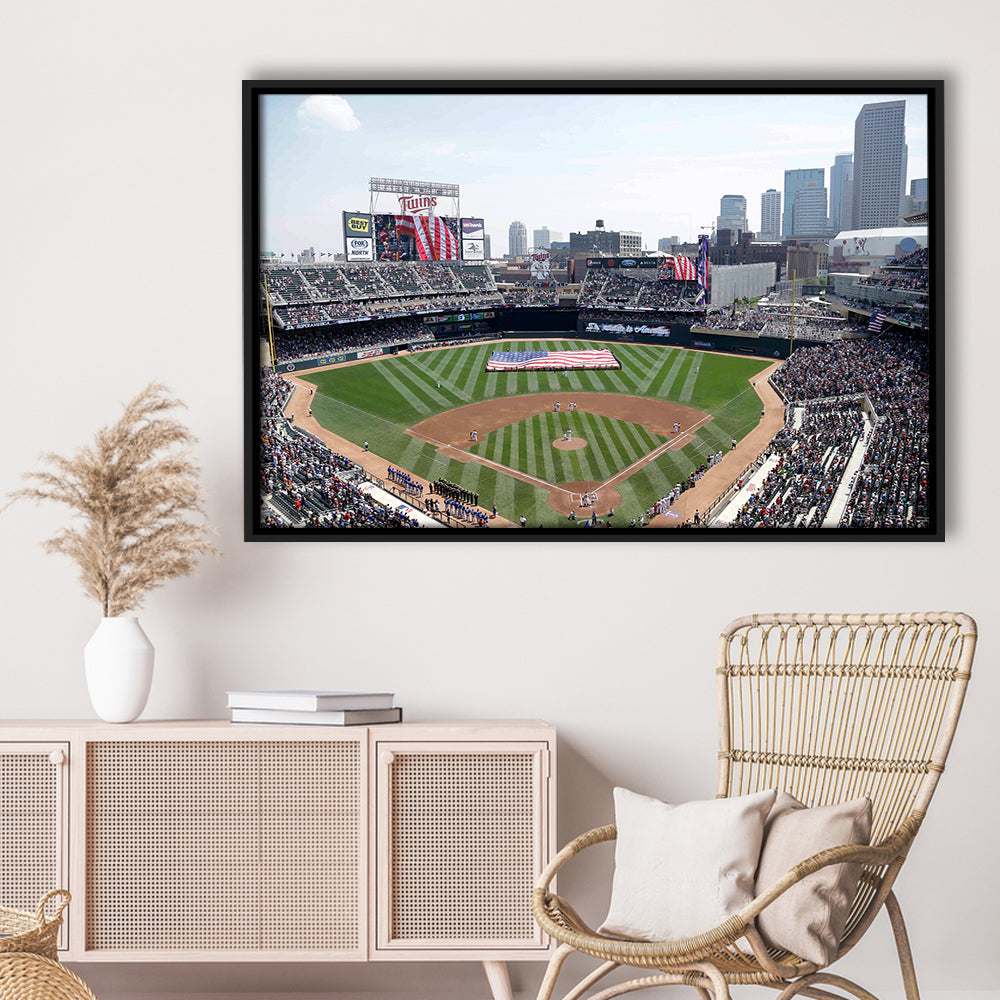 Target Field All Star, Stadium Canvas, Sport Art, Framed Canvas Print Wall Art, Floating Frame