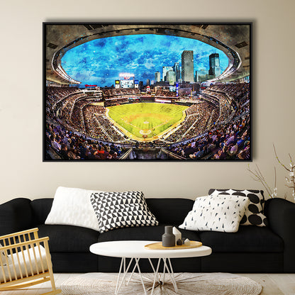 Target Field Baseball Stadium Minnesota Twins, Framed Canvas Print, Painting Art, Floating Framed Canvas Wall Art