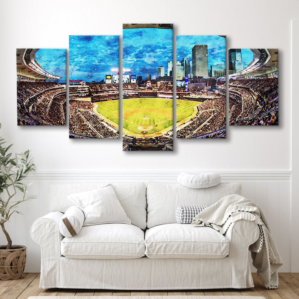 Target Field Baseball Stadium Minnesota Twins, Canvas Art Decor Print, Painting Art, Mixed Panels Canvas Print Wall Art