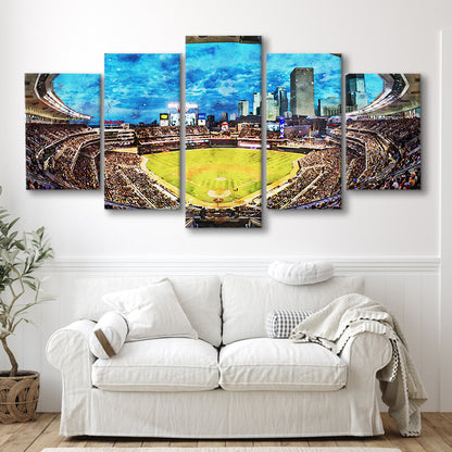Target Field Baseball Stadium Minnesota Twins, Canvas Art Decor Print, Painting Art, Mixed Panels Canvas Print Wall Art