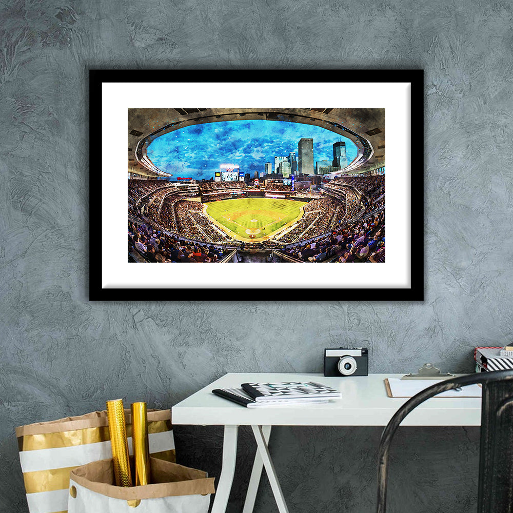 Target Field Baseball Stadium Minnesota Twins, Framed  Print, Painting Art, Framed Art Print White Border Wall Decor