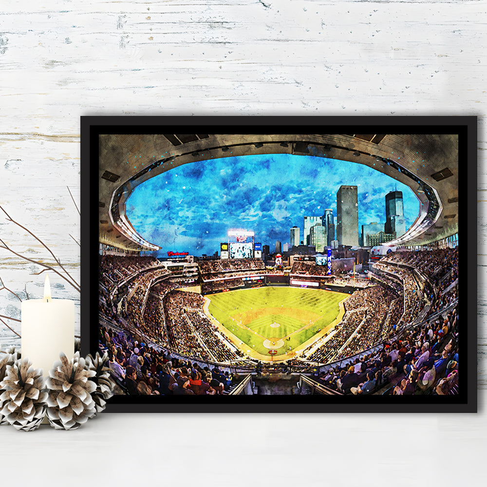 Target Field Baseball Stadium Minnesota Twins, Framed Canvas Print, Painting Art, Floating Framed Canvas Wall Art