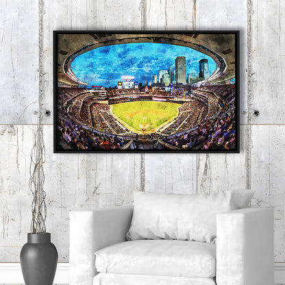 Target Field Baseball Stadium Minnesota Twins, Framed Canvas Print, Painting Art, Floating Framed Canvas Wall Art