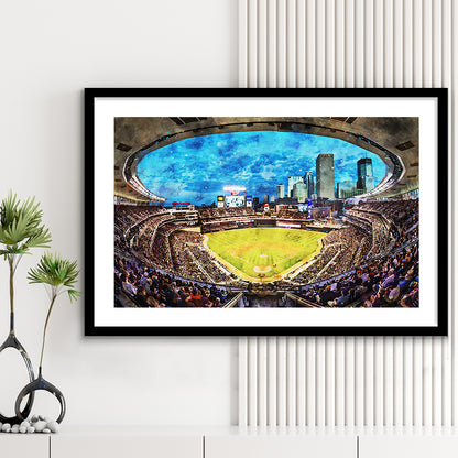 Target Field Baseball Stadium Minnesota Twins, Framed  Print, Painting Art, Framed Art Print White Border Wall Decor