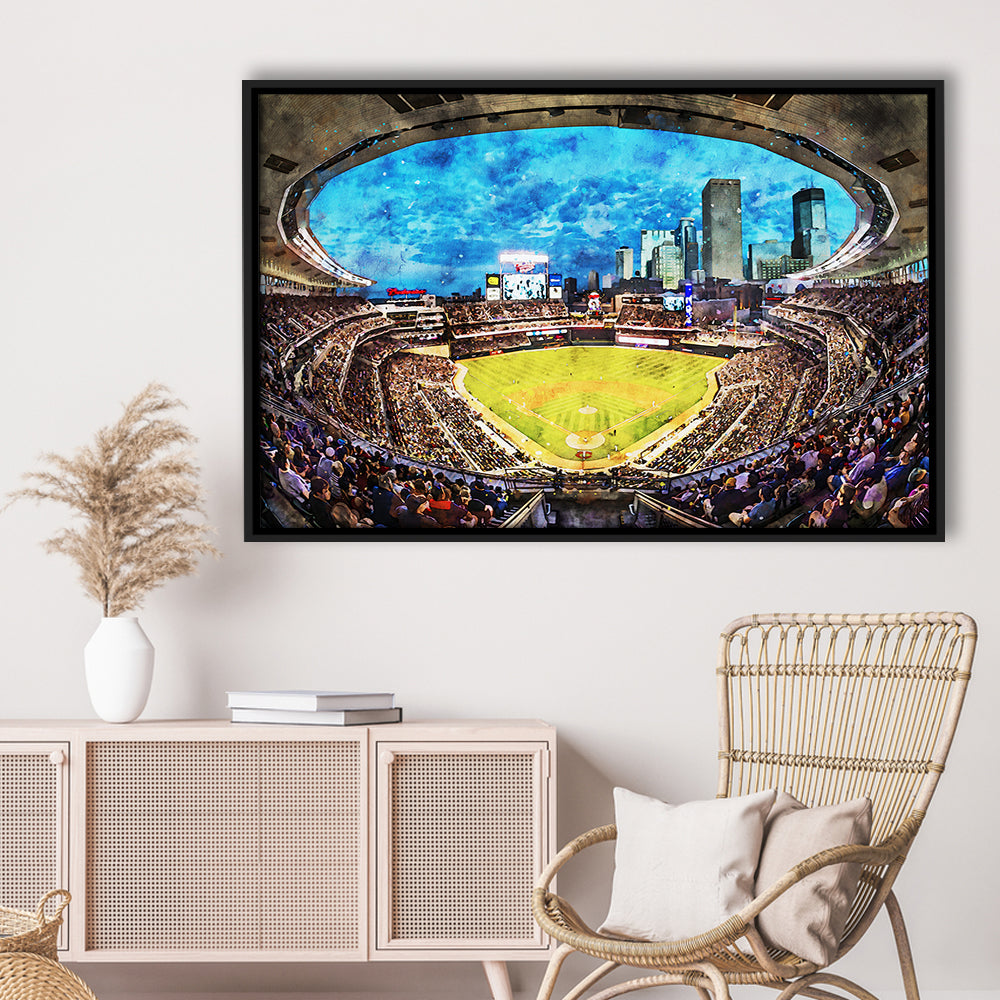 Target Field Baseball Stadium Minnesota Twins, Framed Canvas Print, Painting Art, Floating Framed Canvas Wall Art