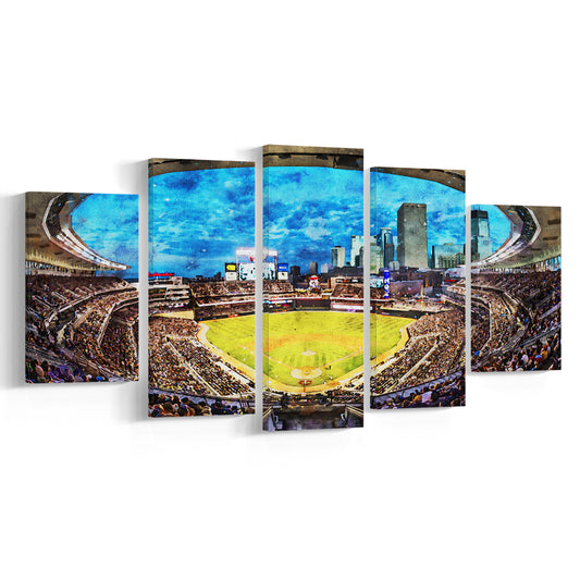 Target Field Baseball Stadium Minnesota Twins, Canvas Art Decor Print, Painting Art, Mixed Panels Canvas Print Wall Art