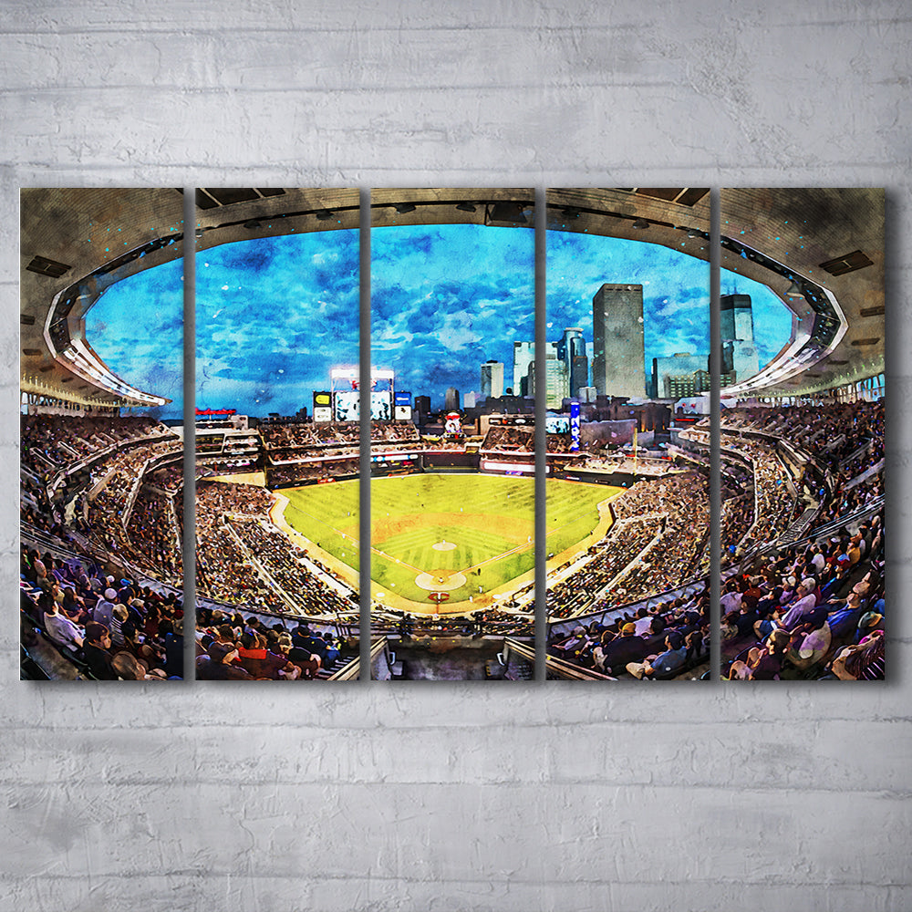 Target Field Baseball Stadium Minnesota Twins, Canvas Art Print, Painting Art, Multi Panels Canvas Print Wall Art