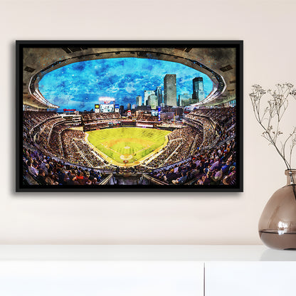 Target Field Baseball Stadium Minnesota Twins, Framed Canvas Print, Painting Art, Floating Framed Canvas Wall Art