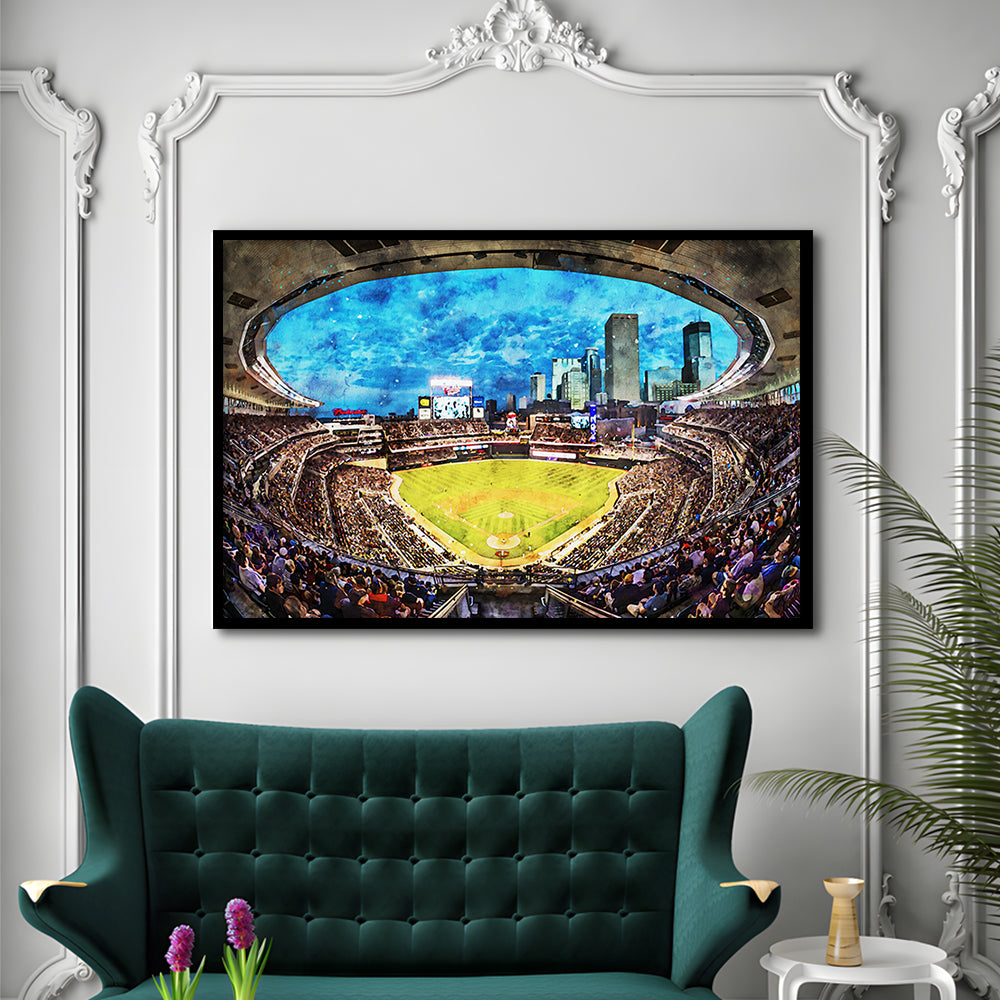 Target Field Baseball Stadium Minnesota Twins, Framed  Print, Painting Art, Framed Art Print Wall Decor, Framed Picture