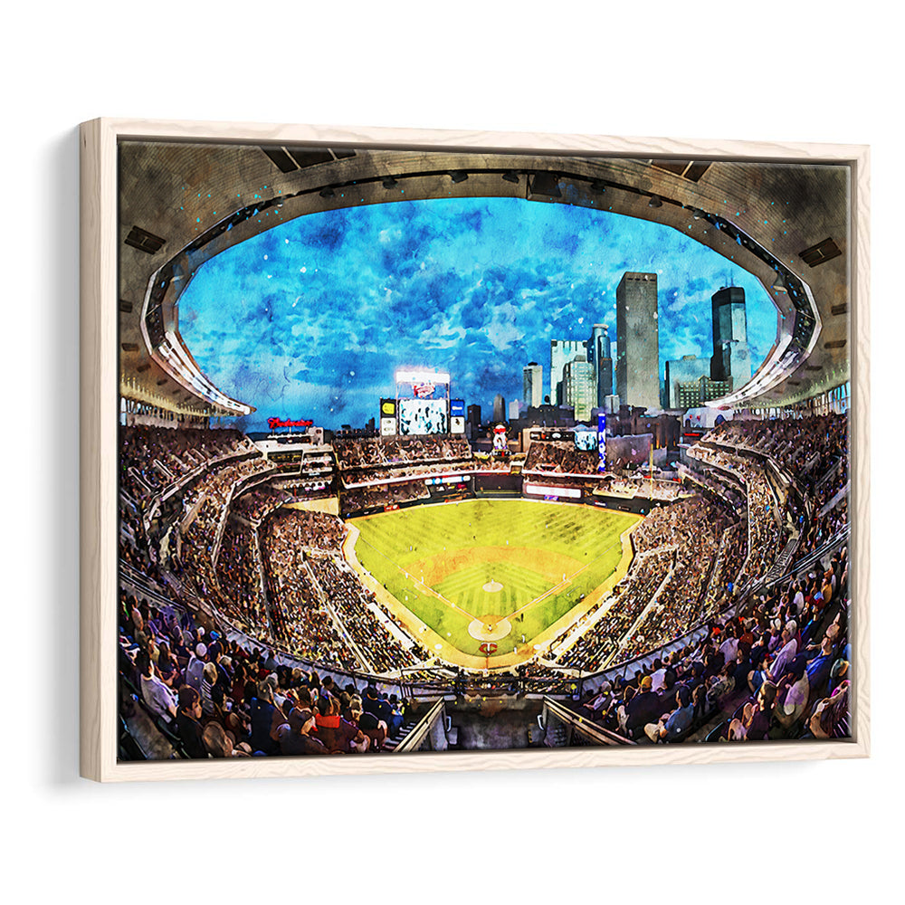 Target Field Baseball Stadium Minnesota Twins, Framed Canvas Print, Painting Art, Floating Framed Canvas Wall Art