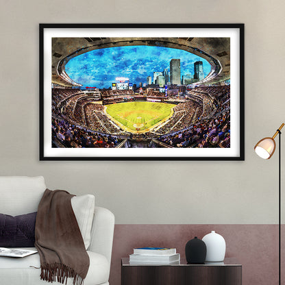 Target Field Baseball Stadium Minnesota Twins, Framed  Print, Painting Art, Framed Art Print White Border Wall Decor