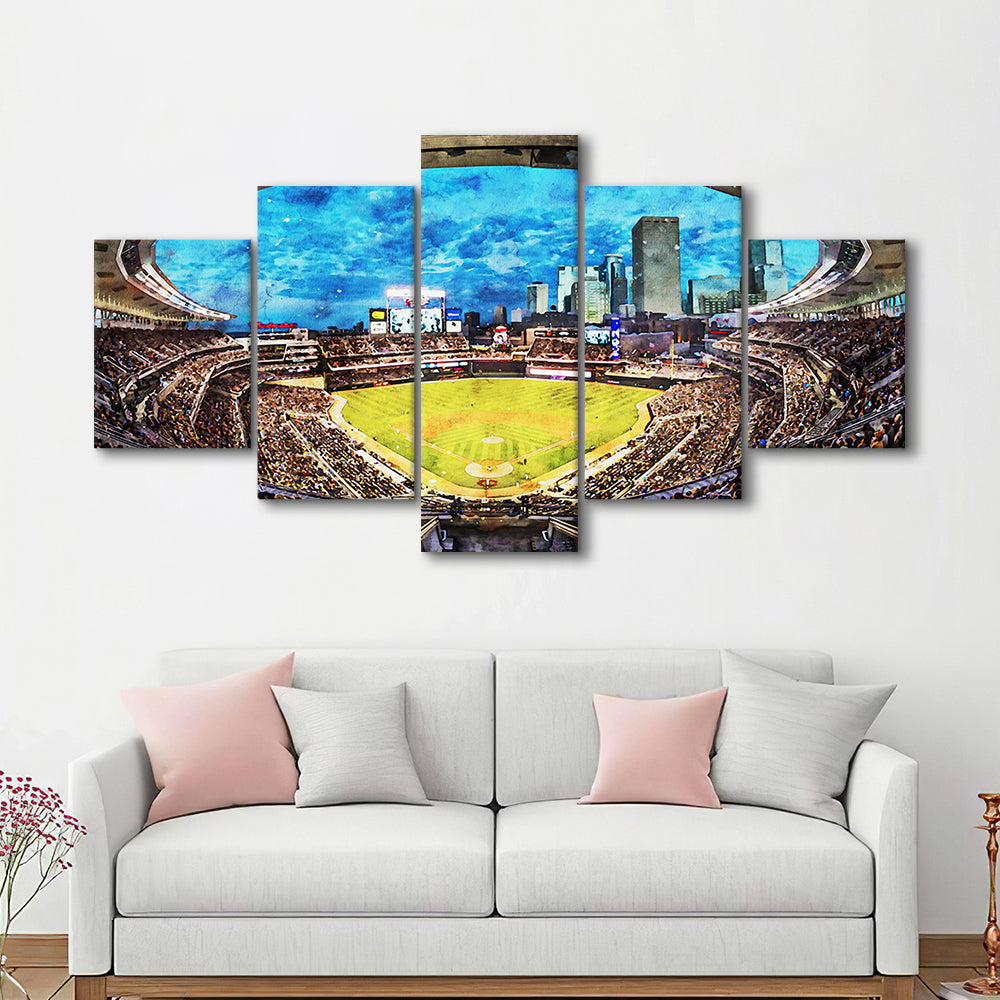 Target Field Baseball Stadium Minnesota Twins, Canvas Art Decor Print, Painting Art, Mixed Panels Canvas Print Wall Art