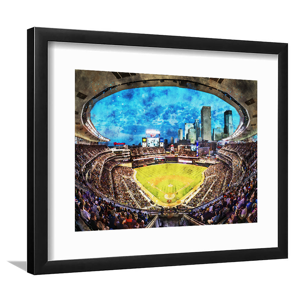 Target Field Baseball Stadium Minnesota Twins, Framed  Print, Painting Art, Framed Art Print White Border Wall Decor