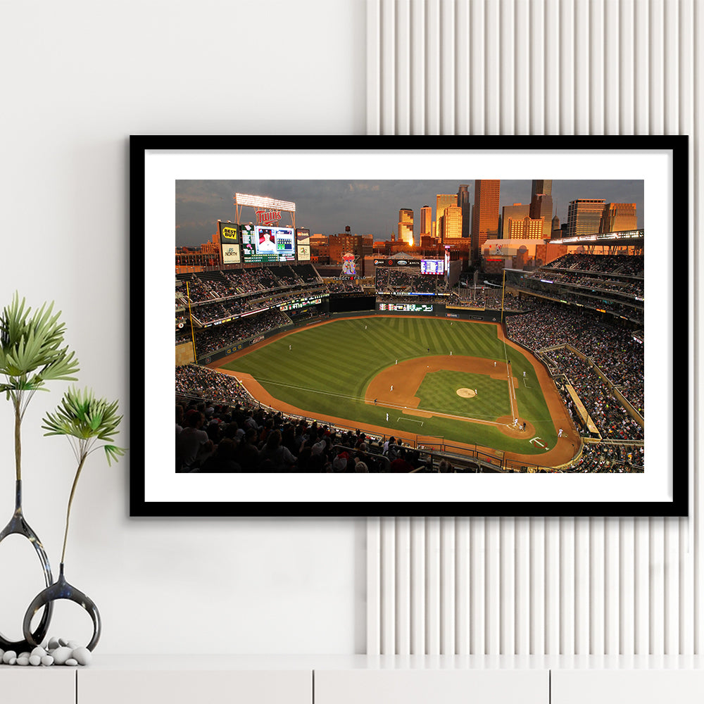 Target Field Minnesota, Stadium Canvas, Sport Art, Gift for him, White Border Framed Art Print Wall Decor