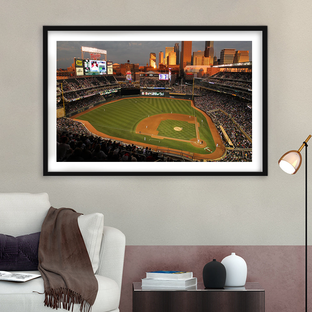 Target Field Minnesota, Stadium Canvas, Sport Art, Gift for him, White Border Framed Art Print Wall Decor