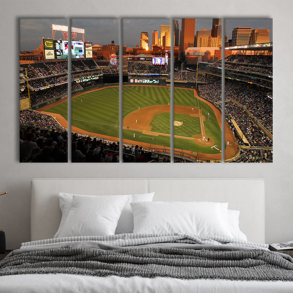 Target Field Minnesota, Stadium Canvas, Sport Art, 5 Panel B, Extra Large Canvas, Canvas Print Wall Art