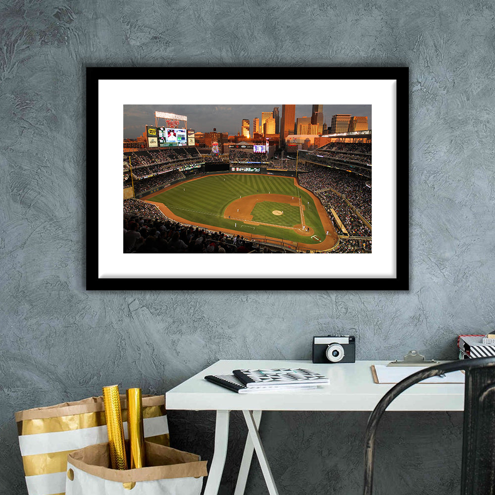 Target Field Minnesota, Stadium Canvas, Sport Art, Gift for him, White Border Framed Art Print Wall Decor