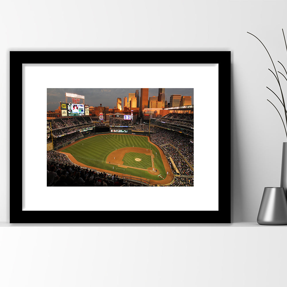 Target Field Minnesota, Stadium Canvas, Sport Art, Gift for him, White Border Framed Art Print Wall Decor