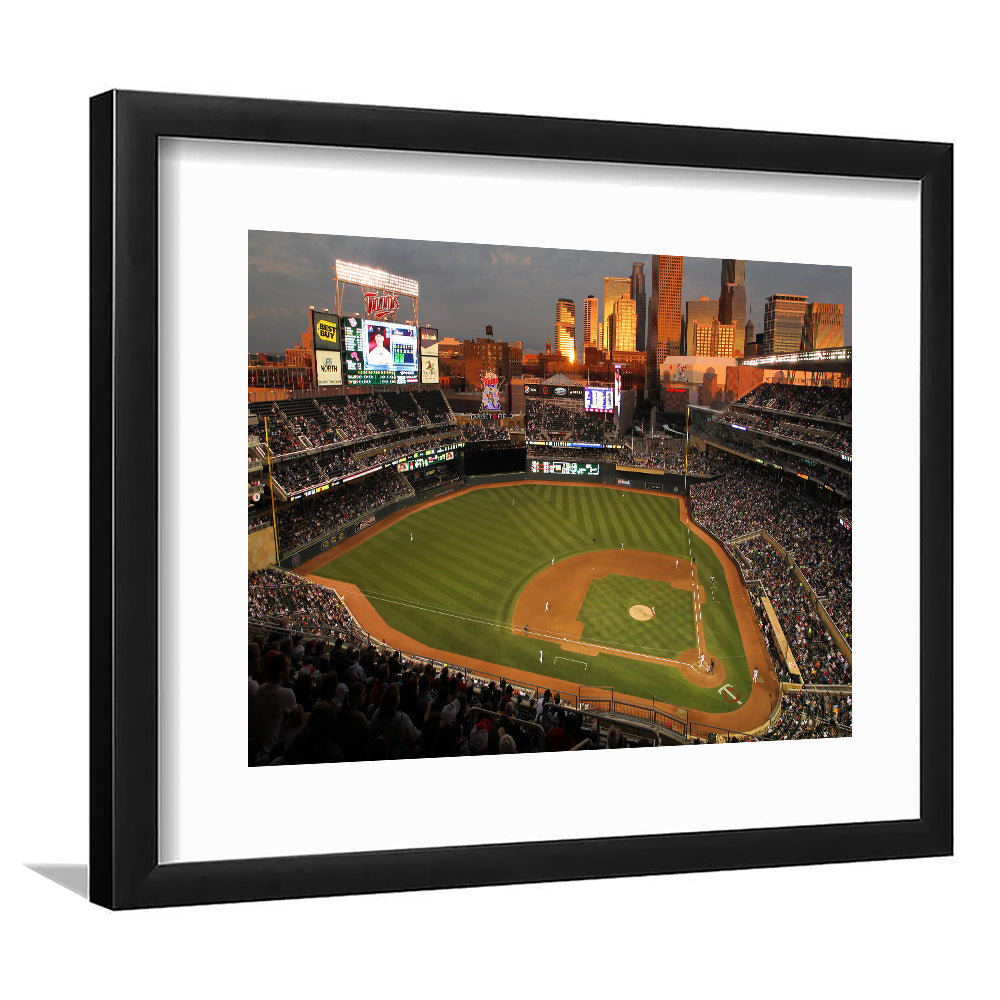 Target Field Minnesota, Stadium Canvas, Sport Art, Gift for him, White Border Framed Art Print Wall Decor