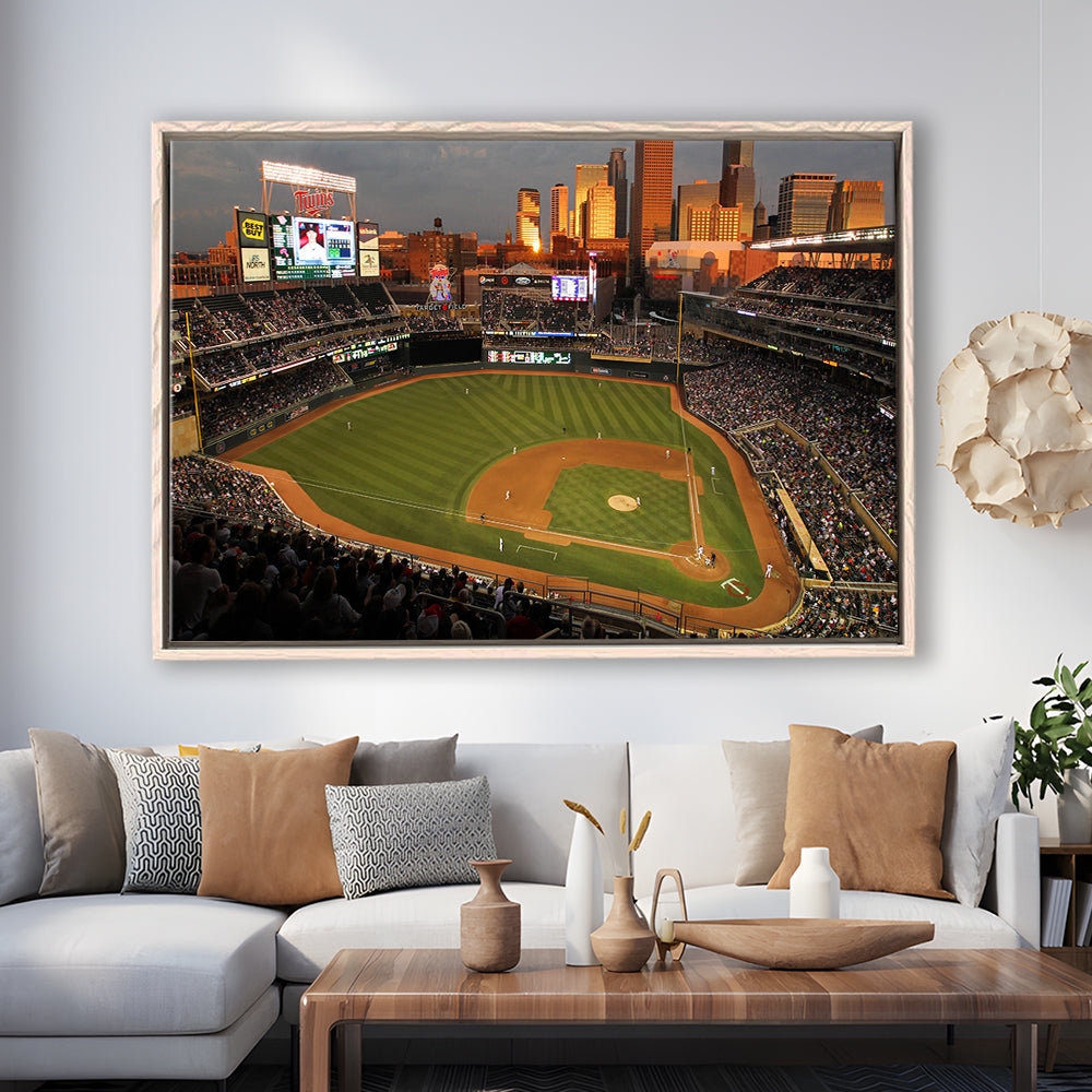 Target Field Minnesota, Stadium Canvas, Sport Art, Framed Canvas Print Wall Art, Floating Frame
