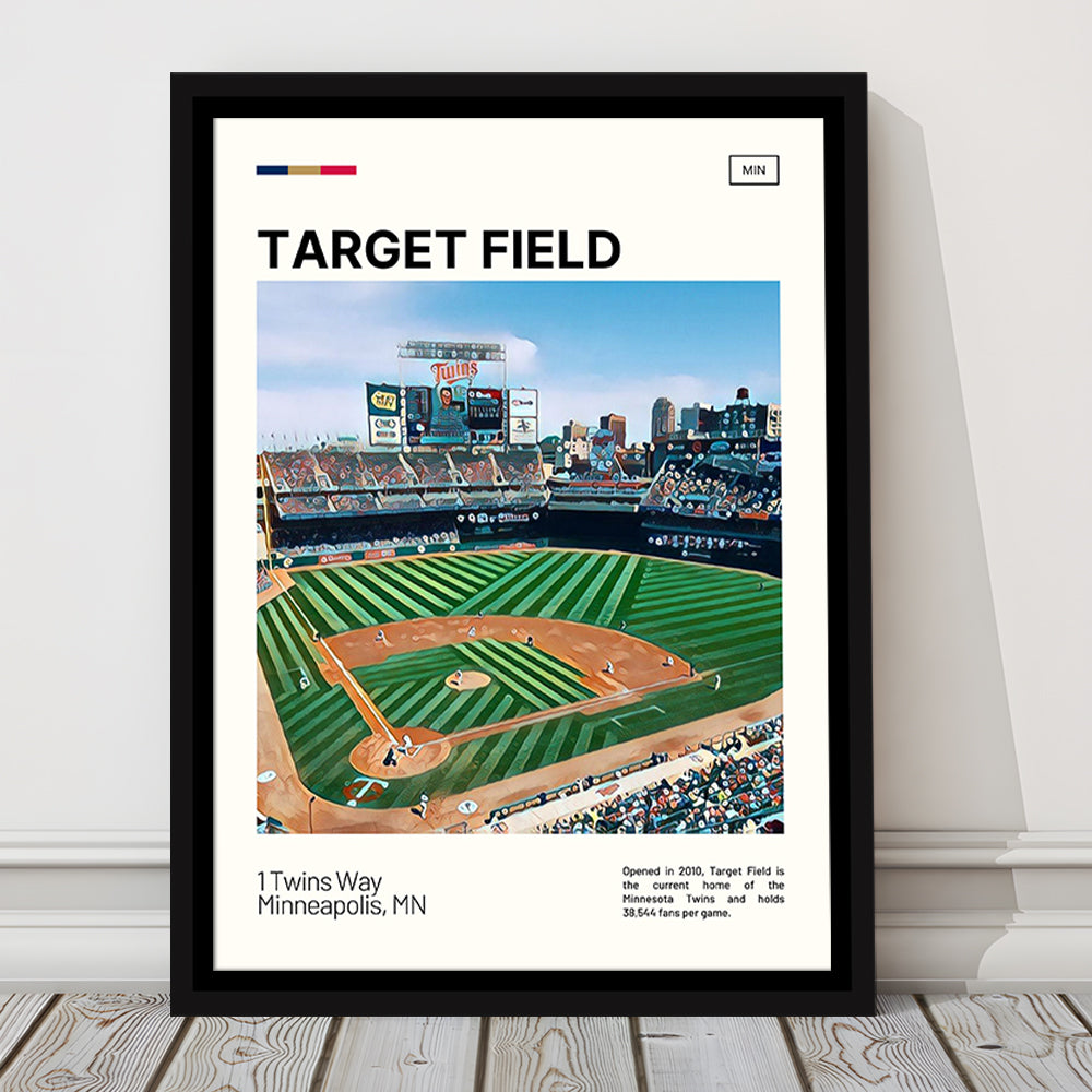 Target Field Print, Minnesota Twins Stadium Canvas Art, Man Cave Gift, Floating Framed Canvas Print Wall Art