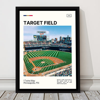 Target Field Print, Minnesota Twins Stadium Canvas Art, Man Cave Gift, Floating Framed Canvas Print Wall Art