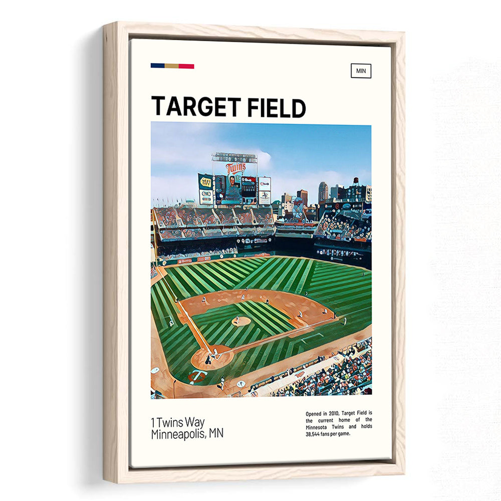 Target Field Print, Minnesota Twins Stadium Canvas Art, Man Cave Gift, Floating Framed Canvas Print Wall Art