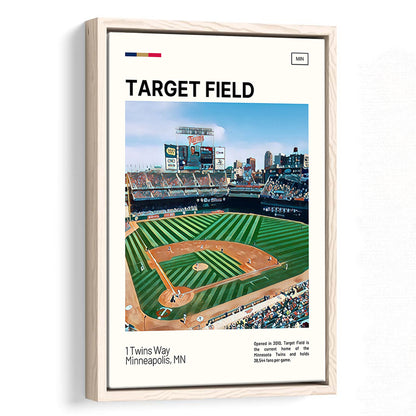 Target Field Print, Minnesota Twins Stadium Canvas Art, Man Cave Gift, Floating Framed Canvas Print Wall Art