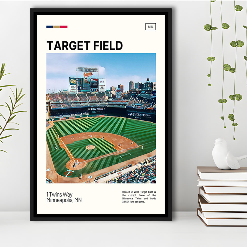 Target Field Print, Minnesota Twins Stadium Canvas Art, Man Cave Gift, Floating Framed Canvas Print Wall Art