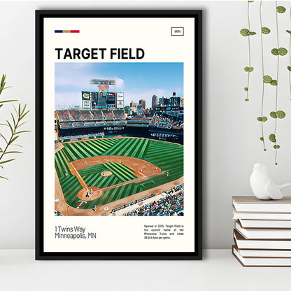 Target Field Print, Minnesota Twins Stadium Canvas Art, Man Cave Gift, Floating Framed Canvas Print Wall Art