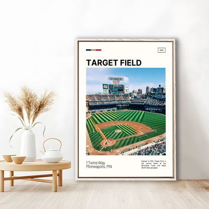 Target Field Print, Minnesota Twins Stadium Canvas Art, Man Cave Gift, Floating Framed Canvas Print Wall Art