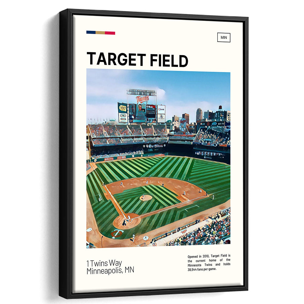 Target Field Print, Minnesota Twins Stadium Canvas Art, Man Cave Gift, Floating Framed Canvas Print Wall Art