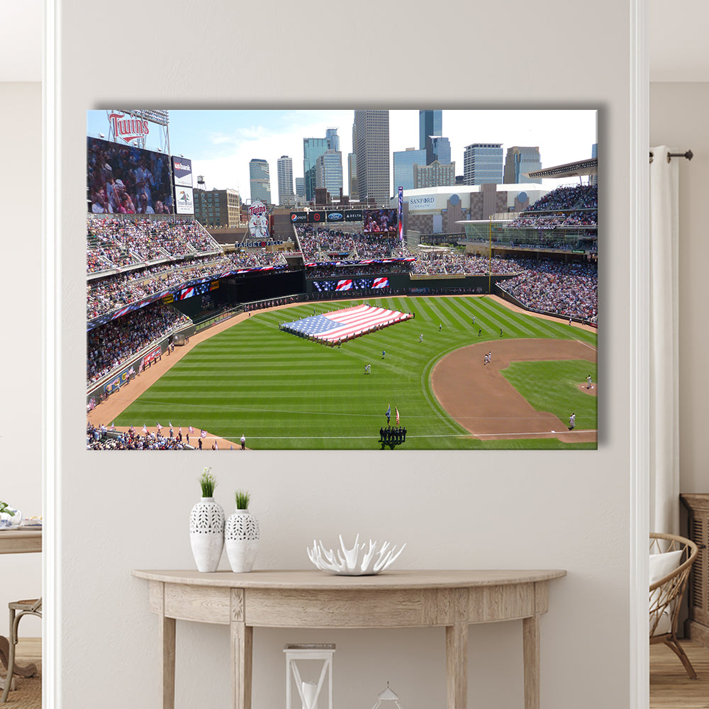 Target Field in Minneapolis, Stadium Canvas, Sport Art, Gift for him, Man Cave Decor, Art Print, Canvas Print Wall Art