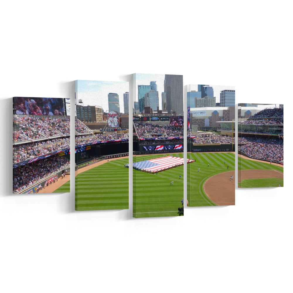 Target Field in Minneapolis, Stadium Canvas, Sport Art, Gift for him, 5 Panel, Large Canvas, Canvas Print Wall Art