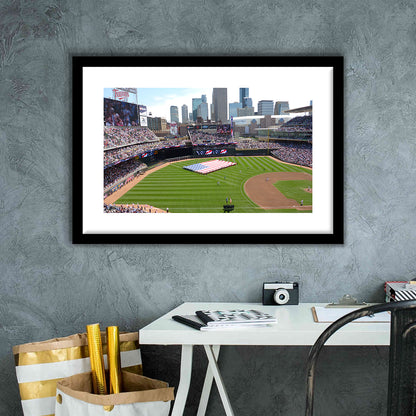 Target Field in Minneapolis, Stadium Canvas, Sport Art, Gift for him, White Border Framed Art Print Wall Decor