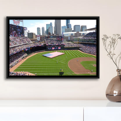 Target Field in Minneapolis, Stadium Canvas, Sport Art, Framed Canvas Print Wall Art, Floating Frame