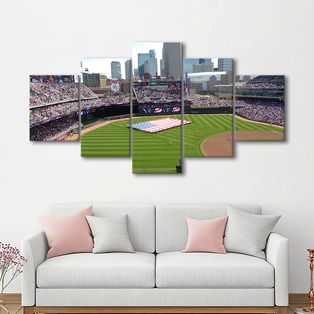 Target Field in Minneapolis, Stadium Canvas, Sport Art, Gift for him, 5 Panel, Large Canvas, Canvas Print Wall Art