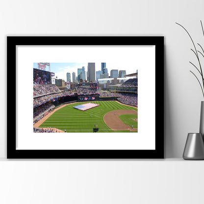 Target Field in Minneapolis, Stadium Canvas, Sport Art, Gift for him, White Border Framed Art Print Wall Decor