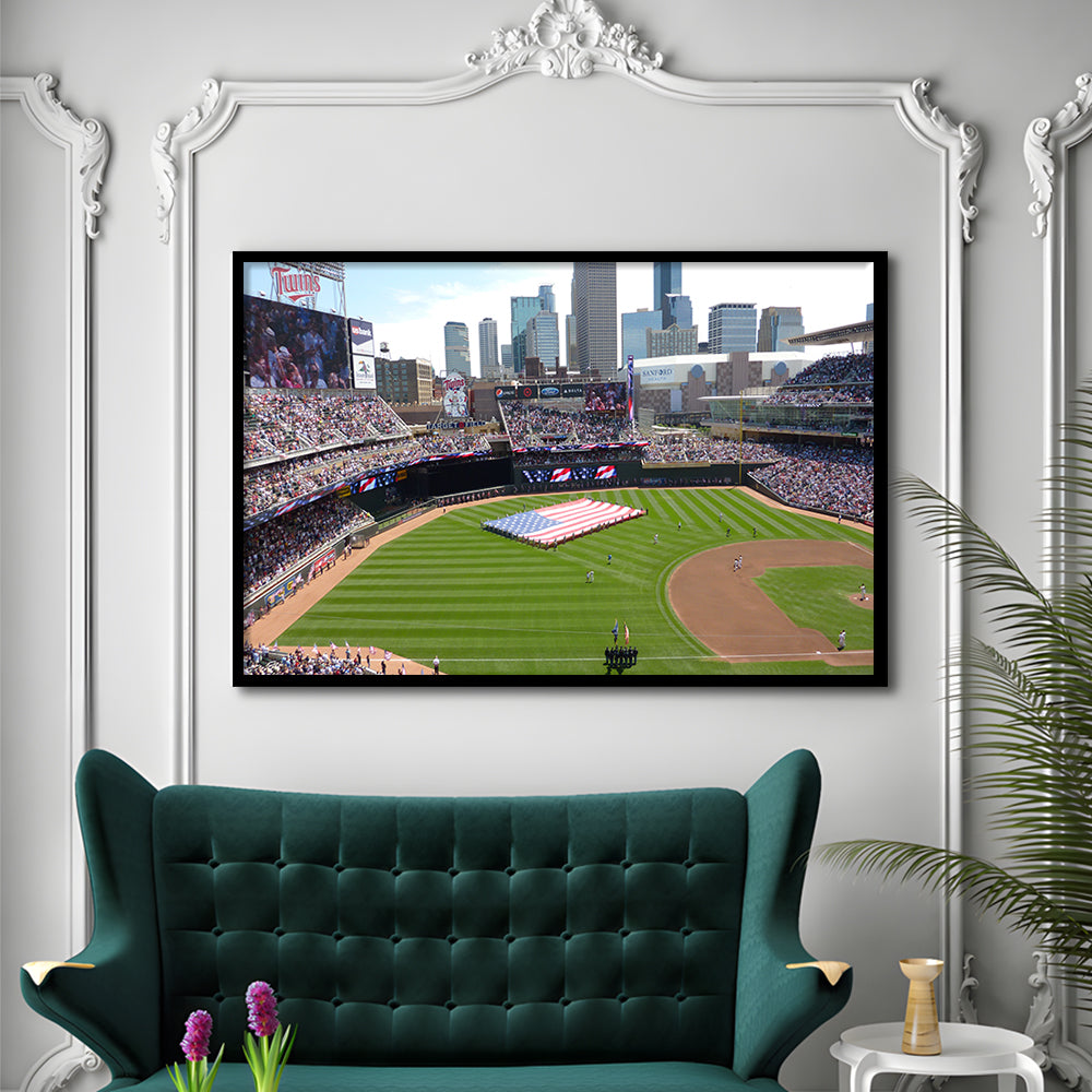 Target Field in Minneapolis, Stadium Canvas, Sport Art, Gift for him, Framed Art Print Wall Decor, Picture Framed